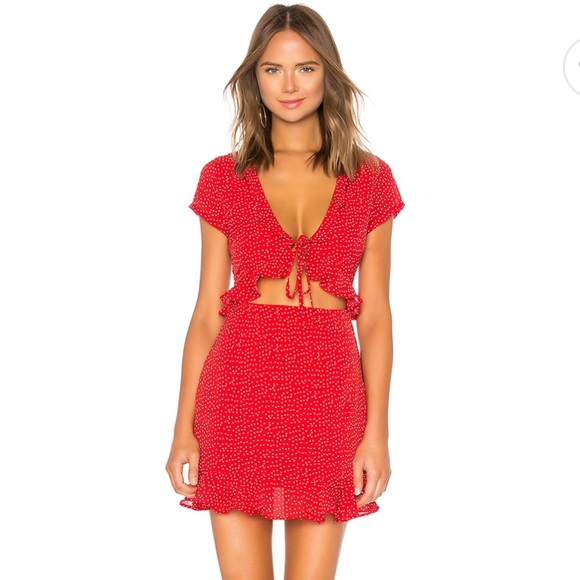 Super Down Mercy Polka Dot Dress in Red - Picture 1 of 7